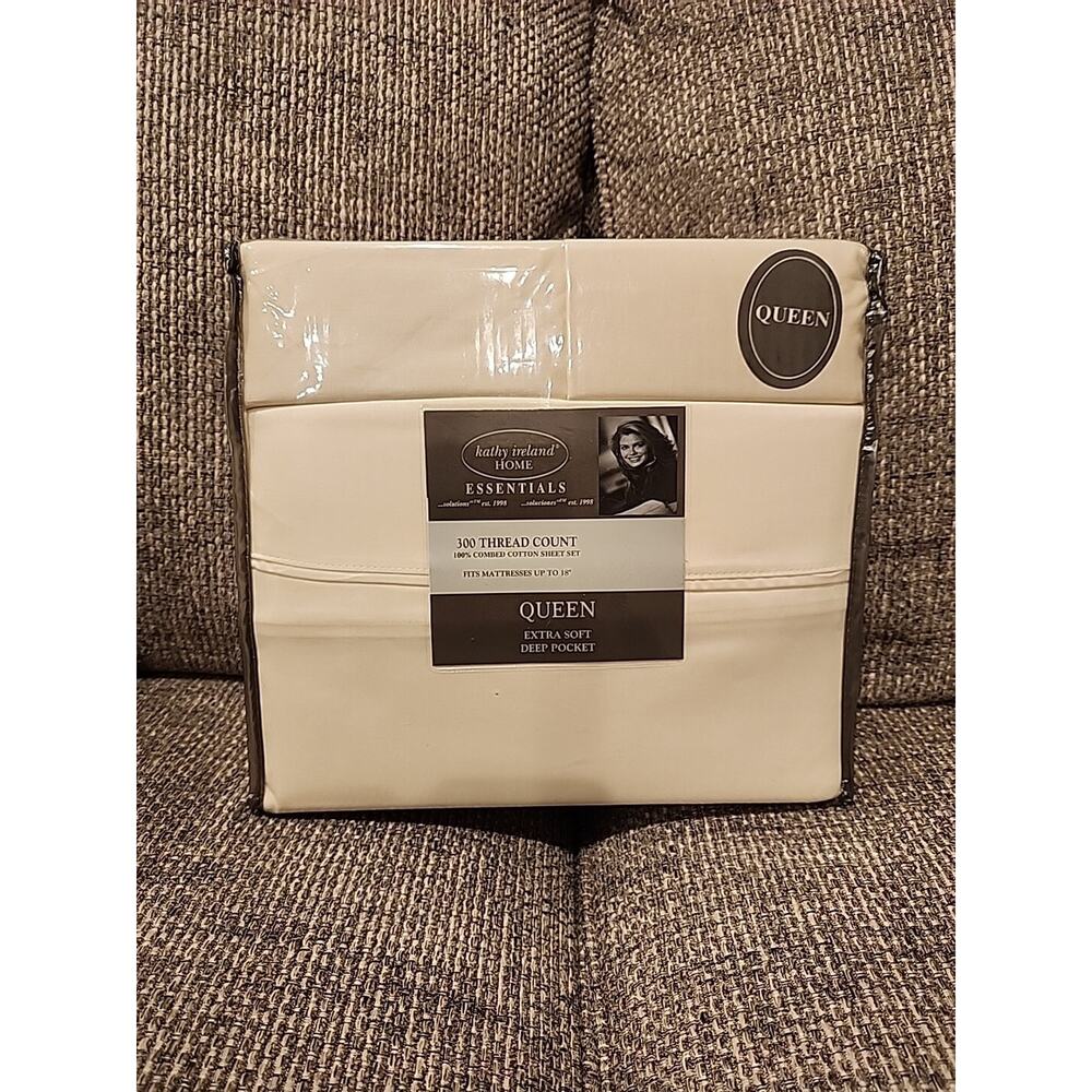 Kathy Ireland 300 Thread Count 100% Cotton 4 Piece Queen SHEET SET BEIGH
